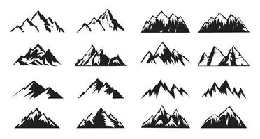 raccolta di immagini del profilo della montagna. illustrazione del contorno vettoriale. vettore