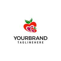 vettore del modello di concetto di progettazione di logo della frutta del cuore