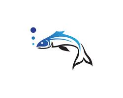 Modello di logo di pesce. Simbolo di vettore creativo del club di pesca o online