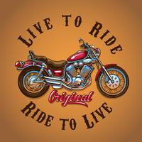 Motocicletta Live to Ride per la stampa di t-shirt vettore