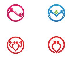 modello di logo e simboli di amore di cura della famiglia vettore