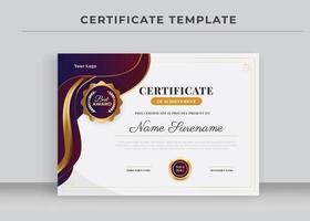 modello di certificato di apprezzamento, certificato di conseguimento, diploma di premiazione vettore