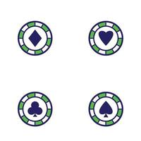 icona del chip del casinò logo dell'icona del vettore del chip del poker Fiches del casinò per poker o roulette.illustrazione vettoriale isolata su sfondo bianco