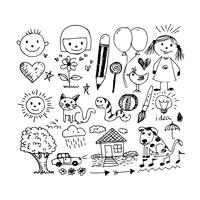 Icona di doodle di tiraggio della mano di bambini vettore