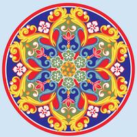 Mandala ornamentale tondo etnico colorato. Illustrazione vettoriale