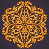 Bellissimo elemento ornamentale rotondo per il design nei colori giallo arancio. vettore