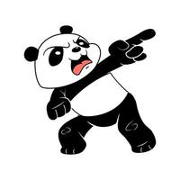 illustrazione del fumetto del panda arrabbiato che posa isolata vettore