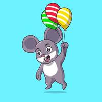 mouse con palloncino isolato simpatico cartone animato concetto di illustrazione vettore