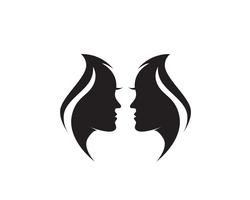 vettore della donna e del logo dei capelli e della donna dei capelli