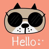 Cute Dog With Say Hello. Illustrazione vettoriale. vettore