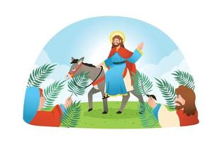Gesù cavalca l'asino la domenica delle palme vettore