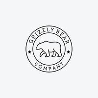 emblema linea arte camminare orso cacciatore logo disegno vettoriale illustrazione, orso grizzly, orso polare, orso nero