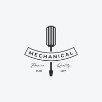 logo minimalista del cacciavite, illustrazione del toolkit vettore vintage, concept design meccanico