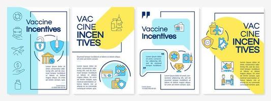 modello di brochure sui premi del vaccino. programma di compensazione. volantino, opuscolo, stampa depliant, copertina con icone lineari. layout vettoriali per presentazioni, relazioni annuali, pagine pubblicitarie