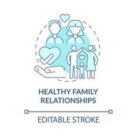 icona del concetto turchese sano rapporto familiare. illustrazione di linea sottile di idea astratta di stile di vita sano. disegno di contorno isolato. tratto modificabile. roboto-medium, una miriade di caratteri pro-grassetto utilizzati vettore