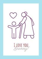 con amore per la cartolina della nonna con l'icona del glifo lineare. adorabile nonna. biglietto di auguri con disegno vettoriale decorativo. poster in stile semplice con illustrazione lineart creativa. volantino con auguri di vacanza