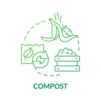 icona del concetto di gradiente verde compost. spazzatura organica. spazzatura riciclata. minimizzare i rifiuti idea astratta linea sottile illustrazione. disegno di contorno isolato. roboto-medium, una miriade di caratteri pro-grassetto utilizzati vettore