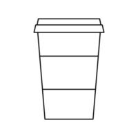 portare via l'icona di vettore della tazza di caffè. contorno segno caffè per andare. bicchiere di plastica usa e getta, fast food. classico bicchiere di carta isolato su sfondo bianco. logo per caffetteria