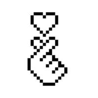 gesto del cuore di pixel art vettore