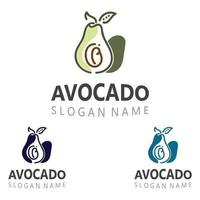 modello di illustrazione creativa di design del logo di frutta fresca di avocado vettore