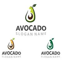 modello di illustrazione creativa di design del logo di frutta fresca di avocado vettore