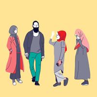 persone musulmane, donna, ragazze e uomo illustrazione vettoriale