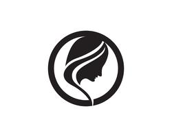 Icone di logo e simboli della testa della donna dei capelli vettore