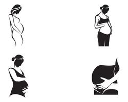 vettore del modello di simboli di arte di linea donna incinta