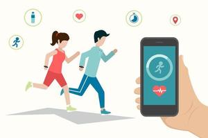 tecnologia indossabile per il monitoraggio di fitness, corsa e sport all'aria aperta. illustrazione vettoriale