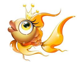 simpatico cartone animato pesce d'oro vettore