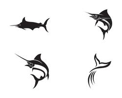 Marlin jump fish logo e simboli icona vettore