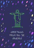 con amore da rio de janeiro cartolina con icona glifo lineare. biglietto di auguri con disegno vettoriale decorativo. poster in stile semplice con illustrazione lineart creativa. volantino con auguri di vacanza