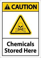 attenzione sostanze chimiche qui conservate segno su sfondo bianco vettore