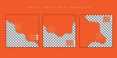 set di modello di post sui social media con design arancione. design semplice del modello di social media vettore
