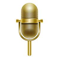 microfono in metallo dorato isolato su sfondo bianco vettore