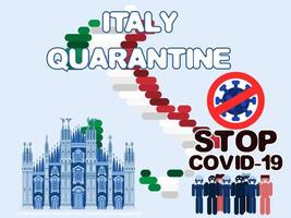 mappa italia milano quarantena e persone. scorta vettore