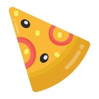 icona piatta fetta di pizza, fast food vettore