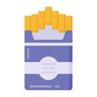 pacchetto di sigarette in icona di stile piatto, pericoloso e malsano vettore