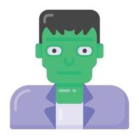 un disegno vettoriale dell'uomo zombie, disegno dell'icona del viso spaventoso