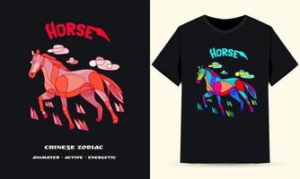 illustrazione del cavallo dello zodiaco cinese colore rosso adatto per la serigrafia vettore