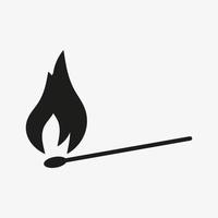 icona vettore fiammifero e fiamma. simbolo del fuoco