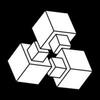 forme di illusione. geometria 3d. figura di illusione ottica. paradosso. oggetto d'arte ottica. vettore