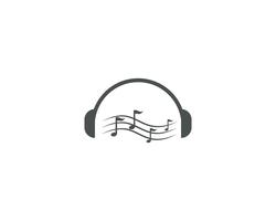 Illustrazione di vettore di logo della nota di musica della cuffia