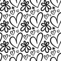 cuori di San Valentino floreali doodle art pattern vettore