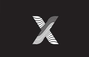 linee bianche e nere x alfabeto lettera icona logo design. modello creativo per le imprese vettore