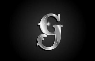design del logo dell'icona della lettera dell'alfabeto g in metallo argento. modello creativo per affari o società con colore grigio vettore