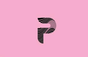 icona del design del logo nero lettera p con sfondo rosa. modello creativo per azienda con linee vettore