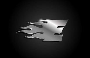 design del logo dell'icona della lettera e dell'alfabeto grigio metallo. modello creativo per affari con stile metallico e fiamme vettore