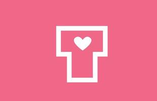 t amore cuore alfabeto lettera logo icona con colore rosa e linea. design creativo per un'azienda o un'azienda di siti di incontri vettore