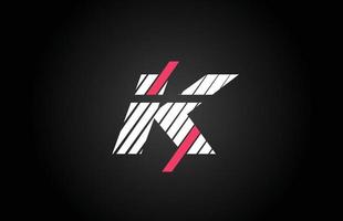 design della linea k alfabeto lettera icona logo design. modello creativo per affari e società con colore rosa e bianco vettore